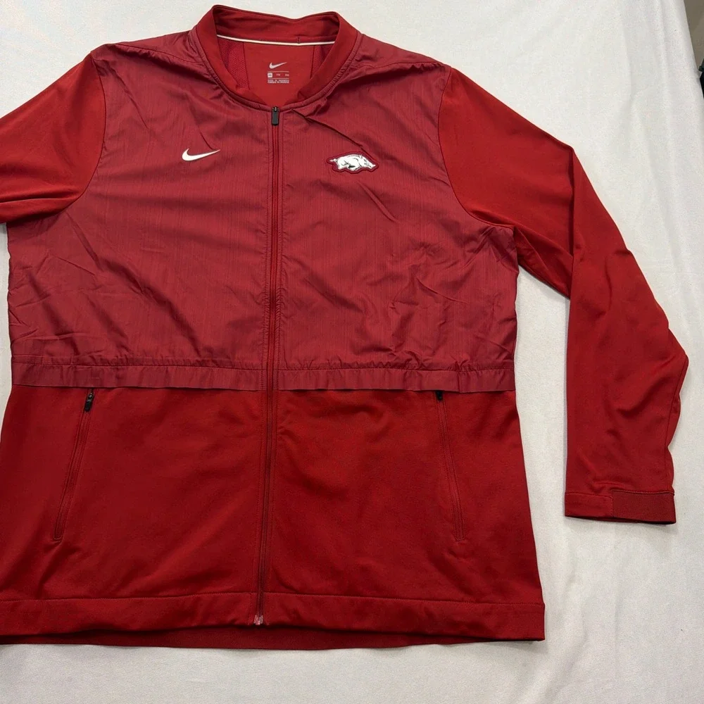 Nike Jacket Arkansas Razorbacks Full Zip Sideline Red Mens XXL
